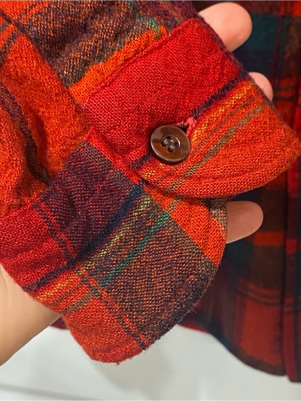 Vintage youth size 16 Pendleton Red and Green Plaid Flannel Button-Down Shirt - Picture 3 of 6